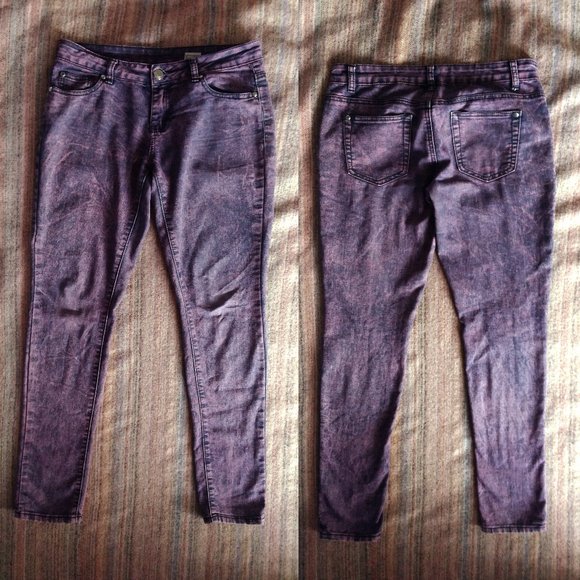 Low-Rise Stretchy Purple Skinny Jeans - Picture 1 of 6
